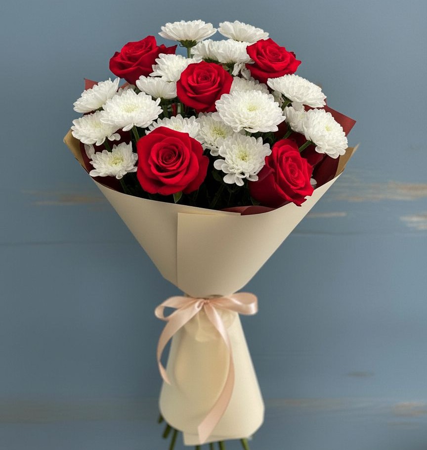 Букет цветов из: Розы и Хризантемы в Нижней Шиловке