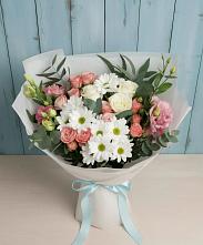 Букет цветов из:  Розы, Лизиантусы и Хризантемы #REPLACE_PRED# Нижней Шиловке