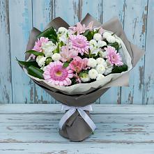 Букет цветов из:  Герберы, Альстромерии и Хризантемы в Нижней Шиловке