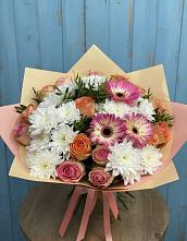 Букет цветов из:  Розы, Герберы и Хризантемы #REPLACE_PRED# Нижней Шиловке