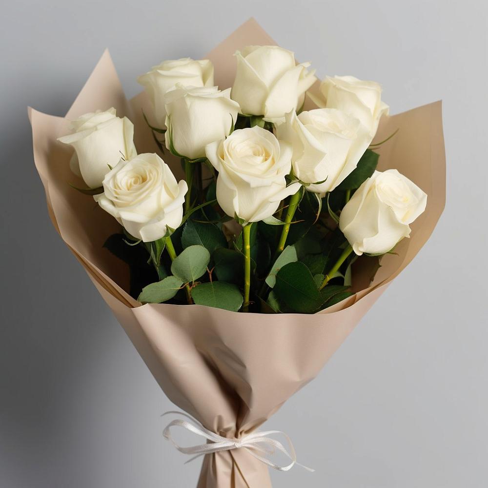 Букет 9 Белых роз Эдлесс Лав в Нижней Шиловке