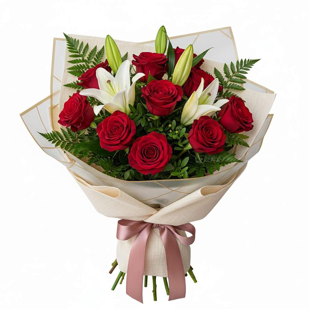 Букет цветов из: Лилии и Розы в Нижней Шиловке