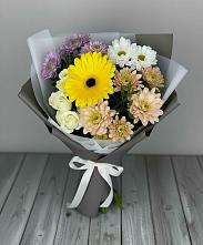 Букет цветов из:  Розы, Герберы и Хризантемы в Нижней Шиловке
