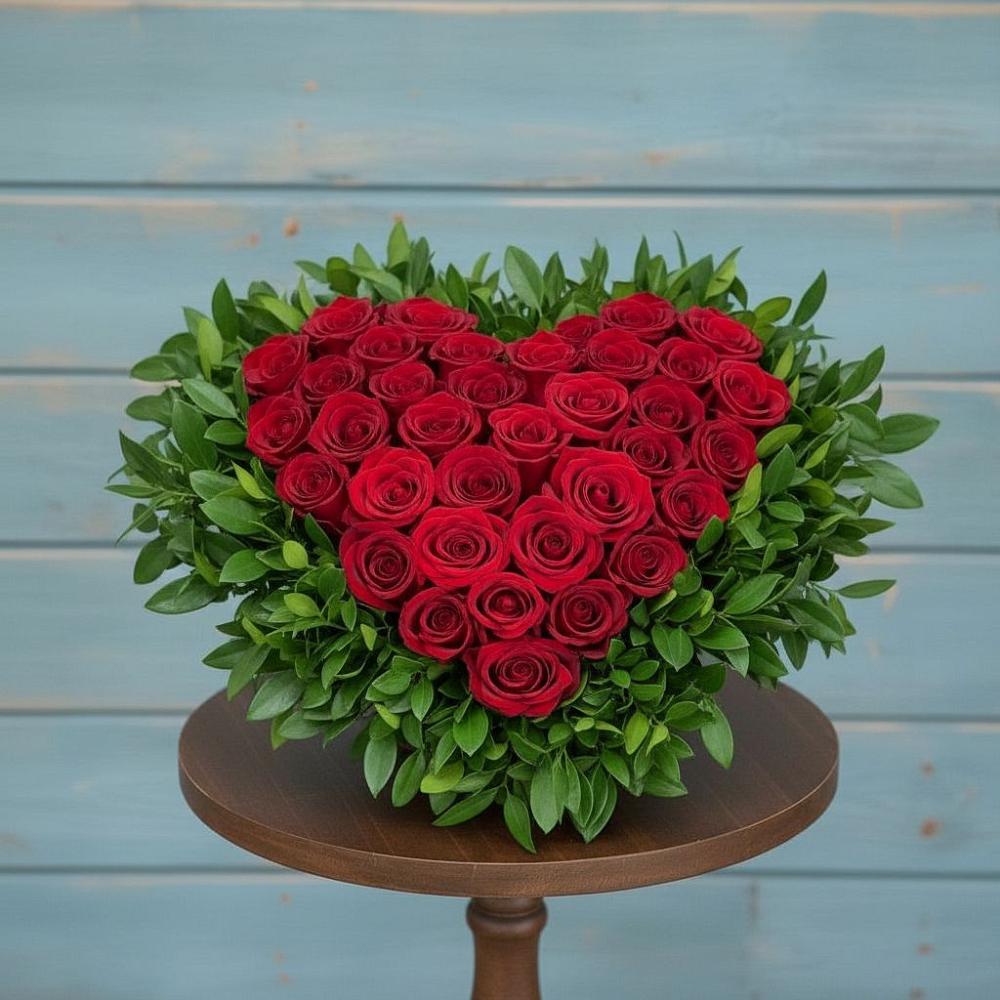 Цветочная композиция из Розы в виде сердца в Нижней Шиловке