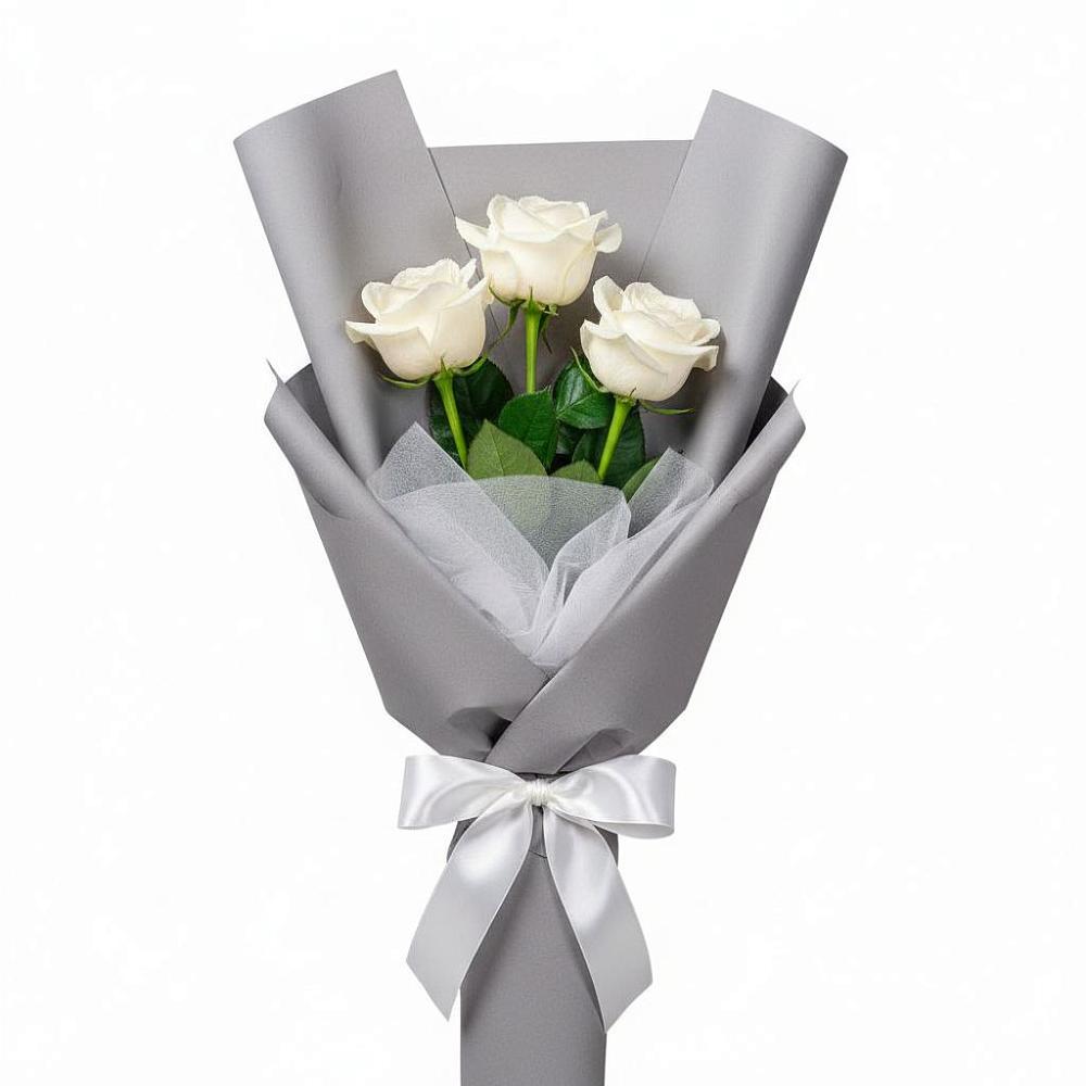 Букет 3 белые розы в Нижней Шиловке