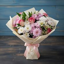 Букет цветов из:  Хризантемы, Альстромерии и Розы в Нижней Шиловке