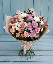 Букет цветов из:  Хризантемы, Розы и Альстромерии #REPLACE_PRED# Нижней Шиловке