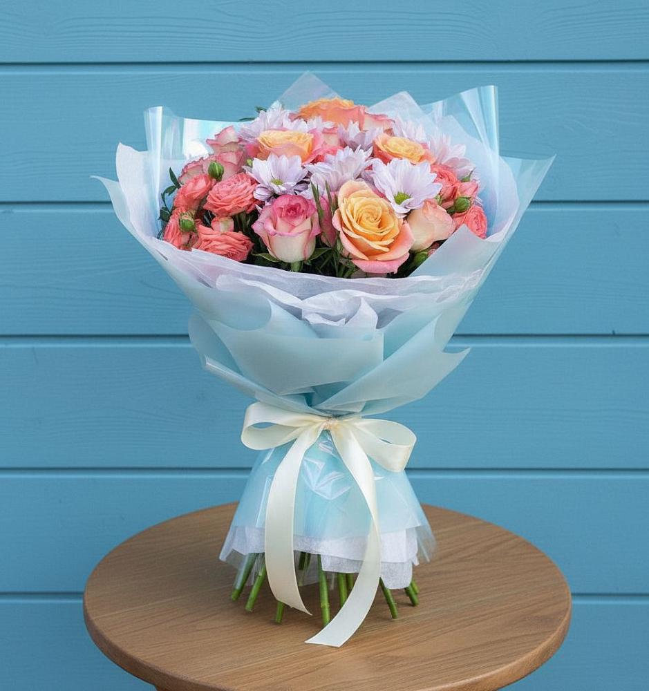 Букет цветов из: Хризантемы и Розы в Нижней Шиловке