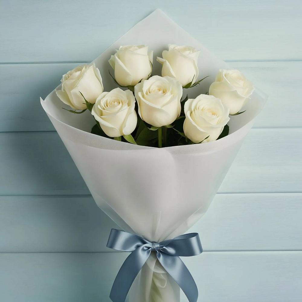 Букет 7 Белых роз Эдлесс Лав в Нижней Шиловке