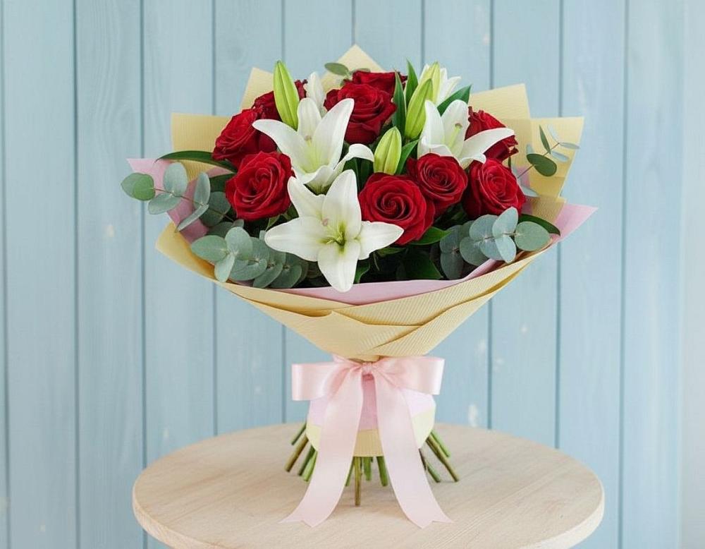 Букет цветов из: Лилии и Розы в Нижней Шиловке